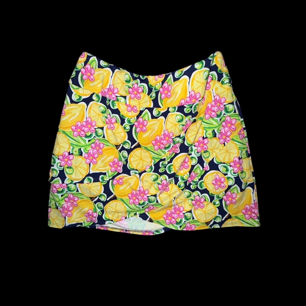 IBKUL Skort Women's S Lemon Floral Print UPF 50 Quick Dry Activewear Golf Tennis